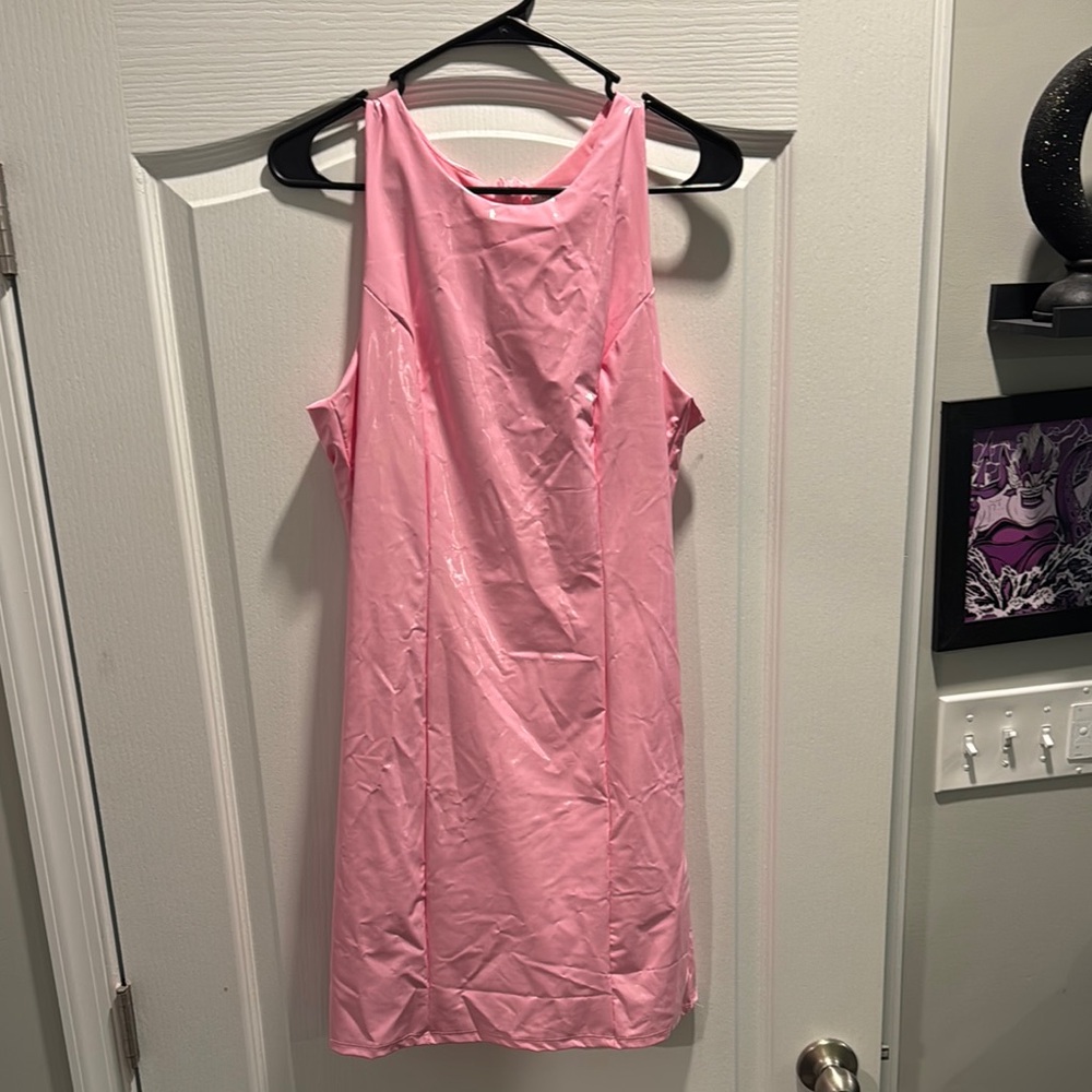 Fashion Nova Pink sleeveless Faux Leather Mini Dress